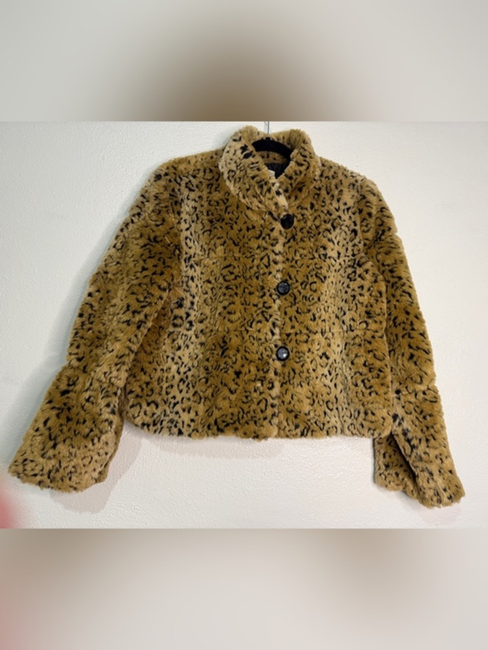 Madison Leopard Print Faux Fur Jacket - Brown. Sz M.